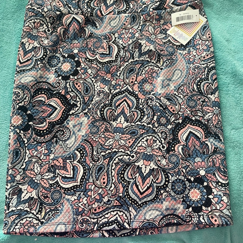 LuLaRoe Blue and White Mini Pencil Skirt